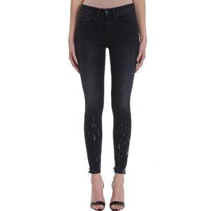 NWOT IRO black faded wash skinny low rise distressed denim jeans, 28